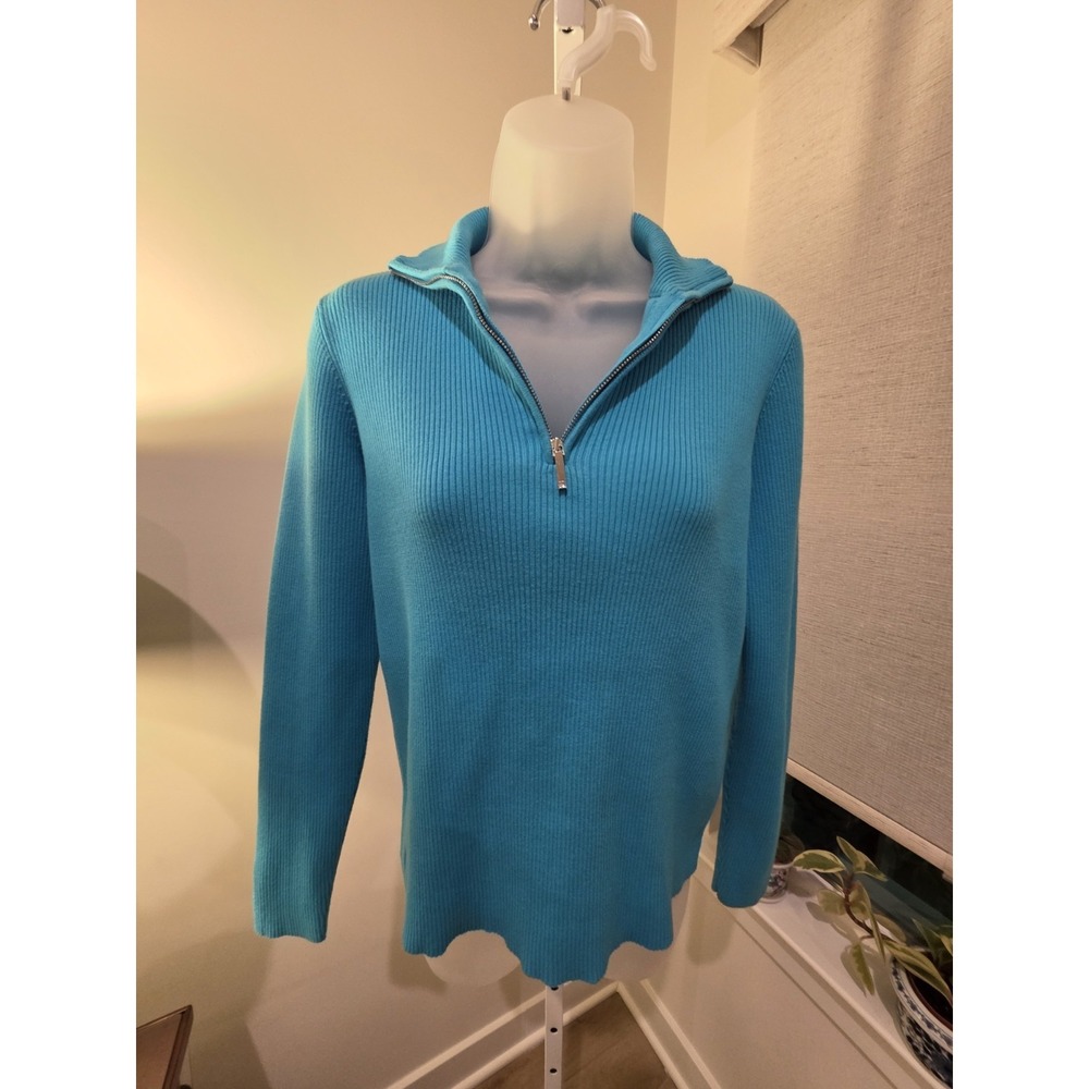 Polo Ralph Lauren CLASSIC SOLID 1/4 Zip Pullover Turquoise Size L - Picture 6 of 16
